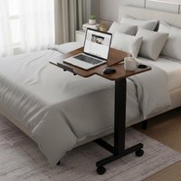 Überbett-Tisch, mobiler Beistelltisch mit klappbarer Tischplatte, höhenverstellbarer und winkelverstellbarer Laptoptisch mit Getränkehalter, Bett-Tisch für Büro/Arbeitszimmer