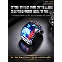 Faceted Rhinestone Steering Wheel Center Marker Ring 3 Colors Crystal Return Position Indicator Clip Universal Car Interior Deco