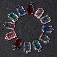 5-10PCS Gradient Crystal Pendant 10x17mm Rectangular Shape Faceted Austrian Glass Charms For Jewelry Making Necklace Accessories