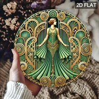 2D Green Dancer Aluminum Waterproof Wall Art, Easy To Hang for Restaurant Patio Indoor Outdoor