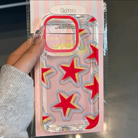 Ins Korea Red Stars Phone Case For iPhone 17 16 15 14 13 12 11 Pro Max Mini SE 7 8 Plus 17E Shockproof Transparent Cover Funda