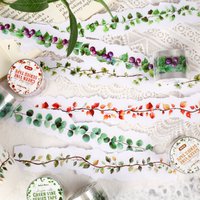 Journamm 30mm*2m Plant Vine Tapes Stickers PET Decoration Stickers for Scrapbooking Journaling DIY Crafts Supplies Stickers