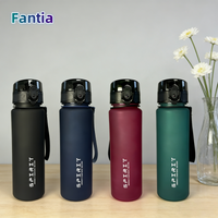 650ML Large Capacity Frosted Sports Water Bottle-Leak proof, BPA-Free PC with Silicone Straw & Carrying Rope,for Gym Outdoor