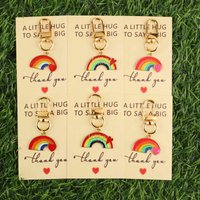 2D 3/6Rainbow Thank You Keychain Set、Gift card、Suitable for Teacher's Day、Graduation Season、End of the semester、Gift for Teacher
