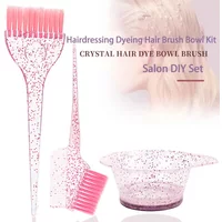 3pcs Hair Coloring Brush Set Shiny Crystal Bowl Brush Easy Clean Mixing Bowl Salon Tinting Brush Hairdressing DIY Accessories