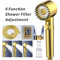 High Pressurized Filter Gold Shower Head 3 Modes Adjustable Spray With Massage Brush Rain Faucet Shower Set Bathroom Accessory