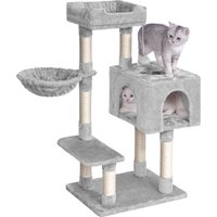 Dogat Multi-level Cat Tree 98cm with Condo Hammock, Sisal Scratching Post, Light/Dark Grey for Indoor Cats