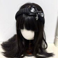 Black and White Polka Dot Piano Key Notes Sweet Japanese Subculture Hair Accessory Girl's Headwear Lolita Headband
