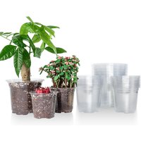 30 Packs 3.5/4/5 Inch Clear Nursery Pots, Transparent Plastic Planter with Drainage Holes, Seed Starting Pot Flower Plant Contai