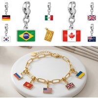Silver Color Flag Pendant For Women Men Flag Charm Bracelet DIY Making Jewelry Accessories Wholesale 2026