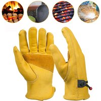 1 Pair Cowhide Leather Gloves High Temperature Heat Insulation Gloves Security Protection Worker Work Gloves Garden Driver Glove