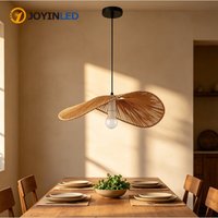 JOYINLED Japandi Woven Chandelier Modern Boho Hanging Lamp with Handwoven Rattan Shade Farmhouse Coastal Pendant Light Fixtures