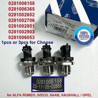 1/3Pcs 0281006158 0281006365 0281002652 0281002706 0281002851 0281006053 fuel rail pressure sensor for ALFA ROMEO IVECO SAAB