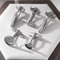 5Pcs Stainless Steel Cufflinks Cuff Button Flat Pad Cabochons Frame Tray Bezel Blanks Setting for DIY Men Gift Jewelry Making