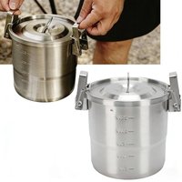 Camping Pot, 3L 304 Stainless Steel Portable Rice Cooker, Outdoor Cooking Pot with Hanging Tripod, Ideal for Hiking & Picnics