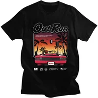 90s Vintage Out Run Top T Shirt Camisas Men Fashion Old School Japan Arcade Tops Hombre Video Game Outrun Tee Top Camisas