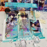 Hot Game Impact 3Pcs Wanderer Alhaitham Painting HD Laser PVC Gilded Bookmark Postcard for Fans Gifts Collection DIY Handbook