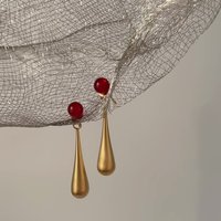Natural Retro Agate Stone Water Droplet Pendant Earrings Gold Color Stainless Steel Arrivals Charm Jewelry Recommend