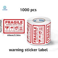 SINMARK 1000Pcs Fragile Warning Stickers Box Shipping Label English Fragile Products Label Handle With Care/Up/Keep Out of Rain