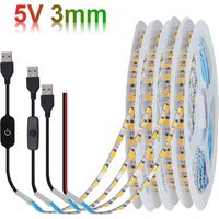 LED Strip Light 5V USB 3mm PCB Ultra Thin 2835 120LED/m Dimmable Flexible Led Tape Warm Natural White 0.5m 1m 5m Home Decoration