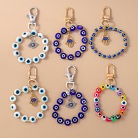 Bohemia Turkish Lucky Evil Eye Keychain Handmade Beadbed Bracelet Key Ring for Women Girls Handbag Pendants DIY Jewelry Gifts