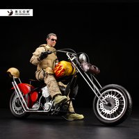 Vintage Red Flame 1/6 Motorcycle Model Handmade Iron Art Decor Retro Biker Figurine Desk Home Nostalgic Motorcycle Ornament Gift