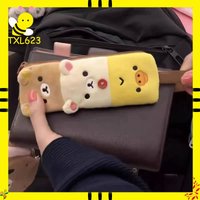 Rilakkuma Plush Pencil Case Large Capacity Cartoon Bear Pen Pouch Zipper Stationery Storage Bag for Kids Students