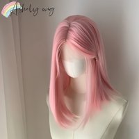 Pink Straight Lace Front Wig 14inch 13x4 HD Lace Frontal Straight Synthetic Lace Front Wig Lolita Natural Looking Peluca Cosplay