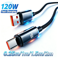 120W 6A Fast Charging Mobile Phone Data Cord USB to Type C High Speed Nylon Braided Charging Cord Reinforcement of Charging Port