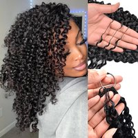 Feather Crochet Hair 16inch Synthetic Curly Pre‑Separated Invisible Feather Crochet Bundles Reusable Hair Extensions for Women