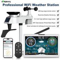 10.1 Inch HD TFT Display WiFi Weather Station Wireless Outdoor Sensor with Solar Remote Control Digital Photo Frame Alarm