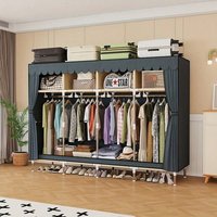 Large Capacity Dustproof Wardrobe, 6 Storage Spaces, Portable Closet Organizer for Bedroom, Dorm, Rental, Home Storage Solution