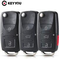 KEYYOU 10PCS 2/3/4 Buttons Folding Car Remote Flip Key Shell Case For Volkswagen Vw Jetta Golf Passat Beetle Skoda Seat Polo B5