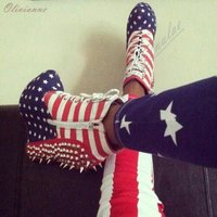 Back Metal Rivets Decor Women American Flag Print Wedge Ankle Boots Stars and Stripes Lace Up Side Zipper Platform 2026 Arrival
