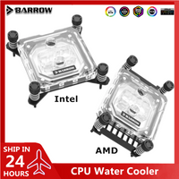 Barrow CPU Water Block For Intel Lga1700/1200/115X / AMD AM4 AM5 Acrylic Microcutting Microwaterway Watercooler, 5V ARGB Black