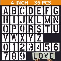 36 Pcs Letter and Number Stencils Letter for Painting, Reusable Stencils for Wood, Fabric, Signage, Glass, DIY Craft Decoration