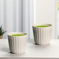 2Pcs potted plant container Instagram style artificial grass plant vase white plastic decorative pot home potted plant ornam