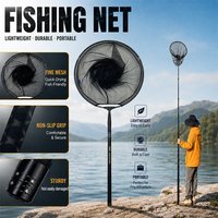 Telescopic Fishing Landing Net with Soft Mesh, Foldable Lightweight Pole, Non-Slip Grip, 137.2in Extended Reach