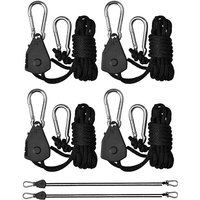 4pcs Adjustable 8inch Lanyard Hanging for Tent Fan Grow Plant Lamp Pulley Ropes Pulley Lifting Pulley Hook