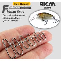 9KM 50pcs Fishing Snap Clip Stainless Steel Duo Lock Snap High Strength Fishing Clip Lure Line Connector Saltwater Freshwater