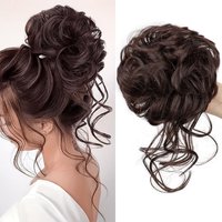 Synthetic Elegant Messy Curly Elastic Rubber Band Clip Hair Bun Fluffy Hairpiece Easy to Style for Daily Party Weddings