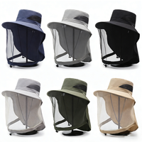 Men Mosquito Proof Sun Hat With Face Cover Summer Outdoor Fishing Bucket Neck Flap Anti Uv Breathable Shade Cap Camping Hiking