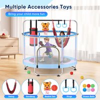 Kinder-Trampolin, verstellbares Trampolin für Kleinkinder und Babys mit Sicherheitsnetz, Schaukel, Basketballkorb, 330 lbs, für drinnen und draußen