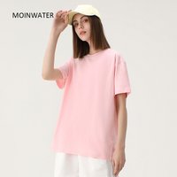 WAVLATII Neue Frauen Solide Baumwolle T shirts Weibliche Dunkelgrün Übergroßen Casual Soft-Tees Unisex Kurzarm Sommer Tops