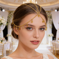 Golden Vintage Small Tassel Hair Chain Simple Multi-layer Alloy Headband Exotic Forehead Hair Accessories for Wedding Party