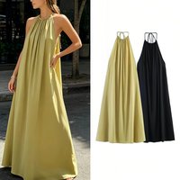 Fashion Trend 2026 Women Hanging Neck Casual Dresses Sleeveless Loose Beach Vacation Dresses Banquet Evening Party Maxi Dress