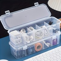 5 Grid Transparent Hair Accessory Box Jewelry Organizer Portable Cable Storage Box for Charging Cords Home Storage Case