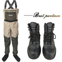 Original JEERKOOL Fishing Shoes With Pants Fishing Waders Aqua Rubber Sole Upstream Sneakers Fish Wading Boots Hunting Pants
