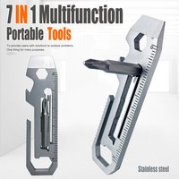 7 In 1 Multifunction Stainless Steel Wrench Potable EDC Gadget Bottle Opener Outdoor Hiking Camping Tool