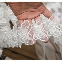 1yard Embroidery Butterfly 3D Butterfly Lace Trim Diy White Lace Trim Fabric 3D Embroidered Trims Patches